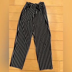 Black and white striped flowy pants